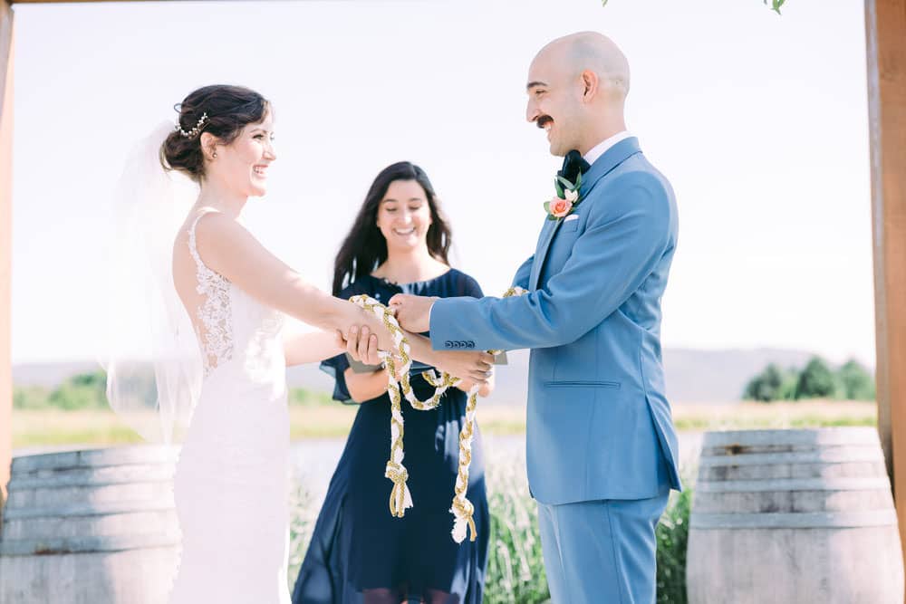 wedding ceremony tying of knot in Naples, NY