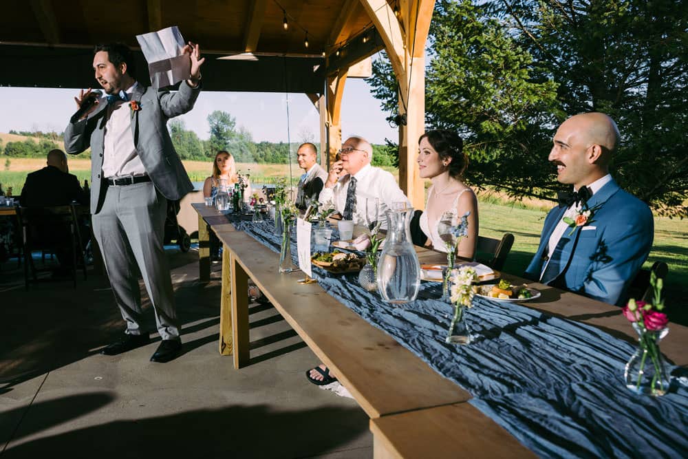 animated groomsman giving speech